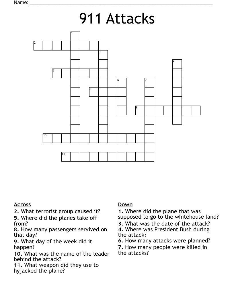 911 Attacks Crossword