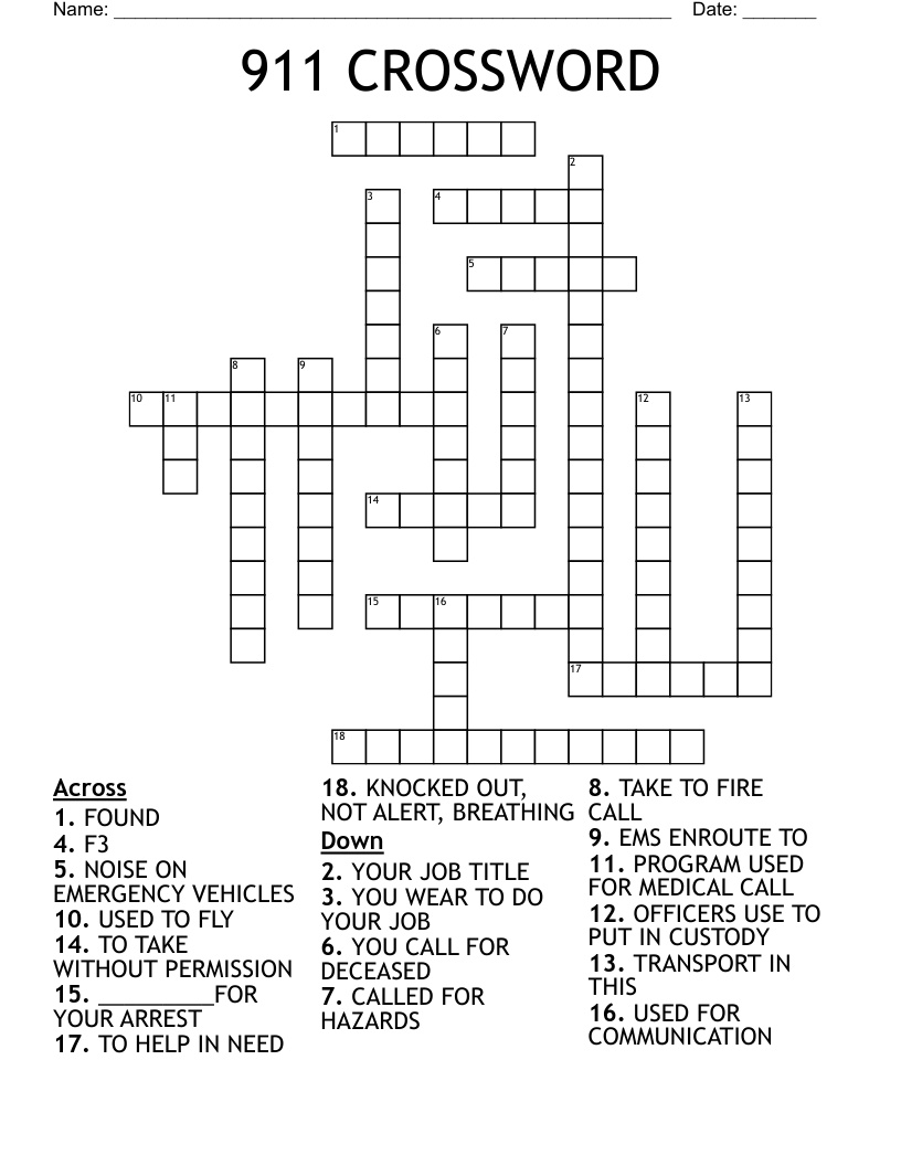 911 CROSSWORD