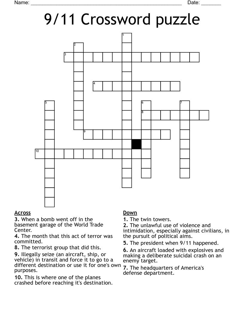 9/11 Crossword puzzle