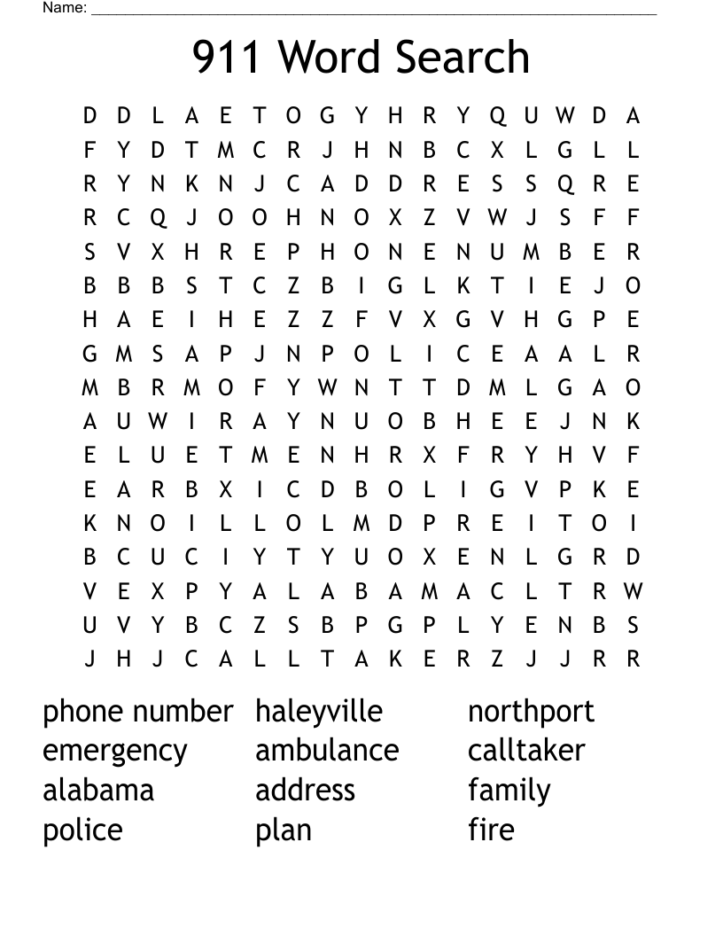 911 Word Search