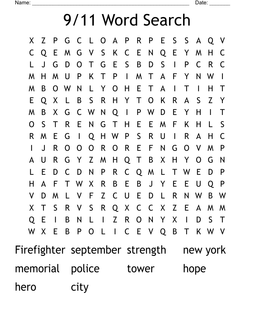 9/11 Word Search