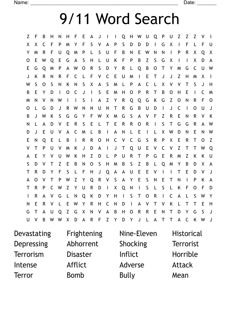 9/11 Word Search 
