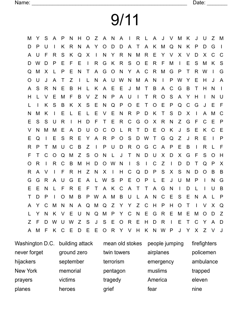 9/11  Word Search