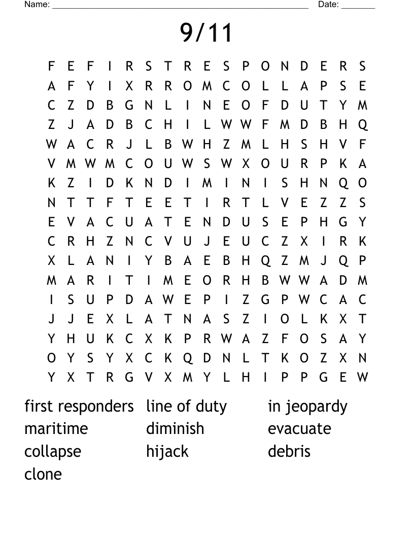9/11  Word Search