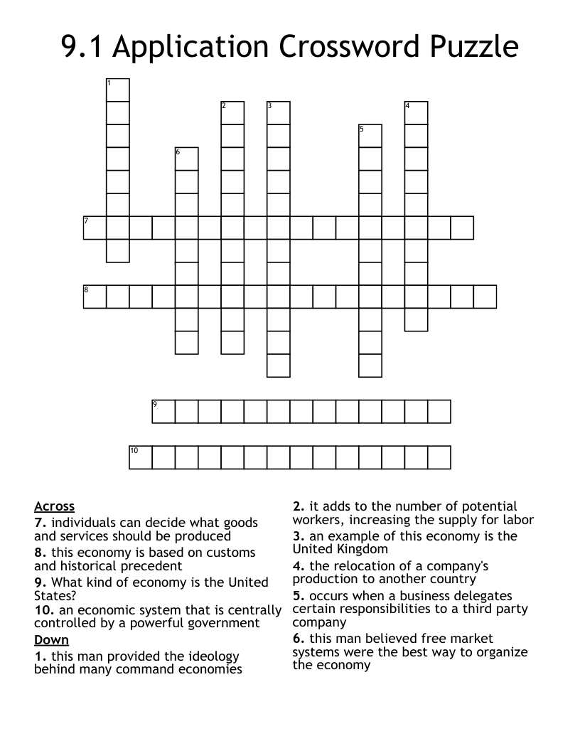 9.1 Application Crossword Puzzle