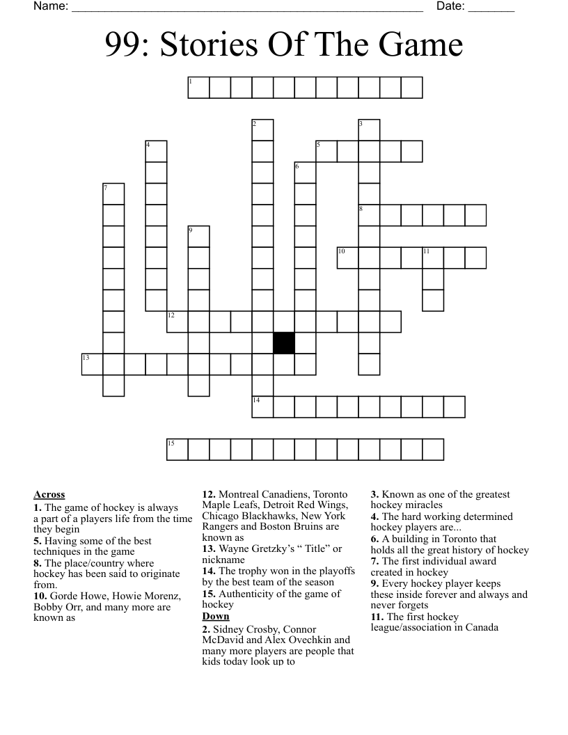 99: Stories Of The Game Crossword
