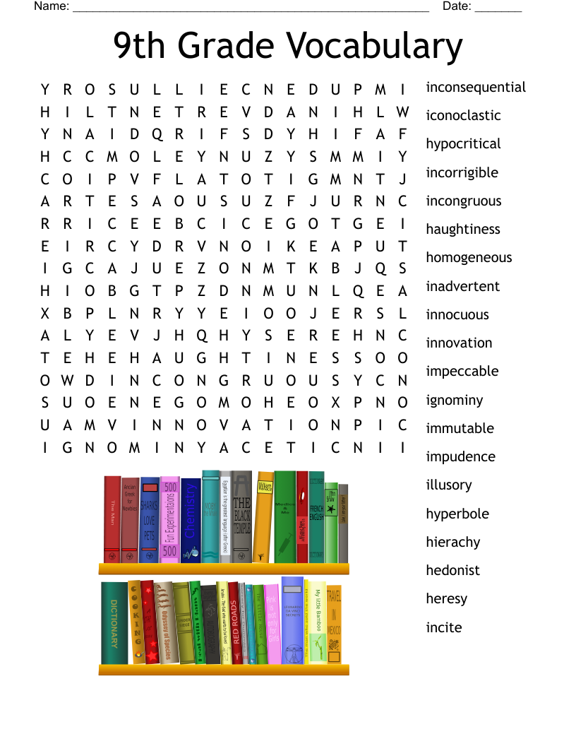 9th Grade Vocabulary Word Search