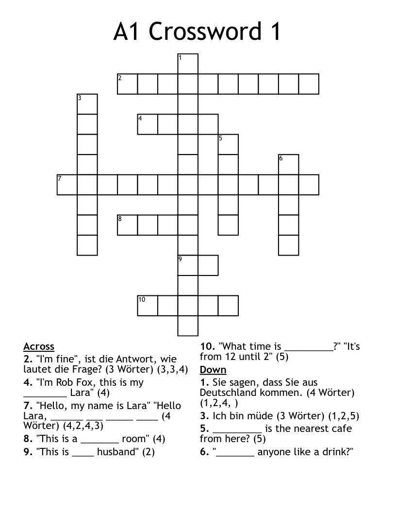 A1 Crossword 1