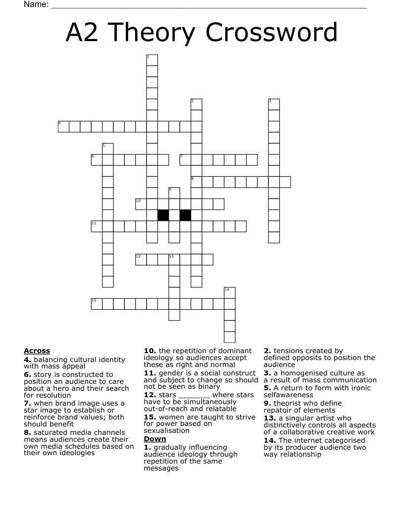 A2 Theory Crossword