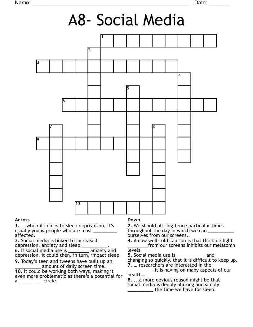 A8- Social Media Crossword