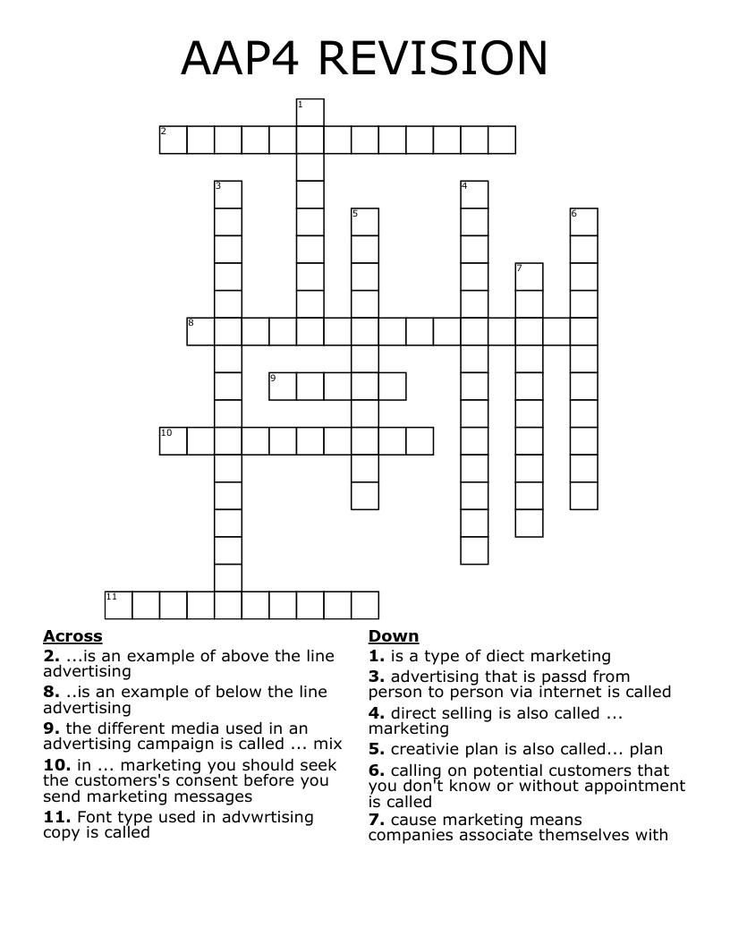 AAP4 REVISION Crossword