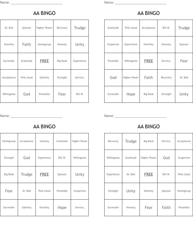 AA BINGO