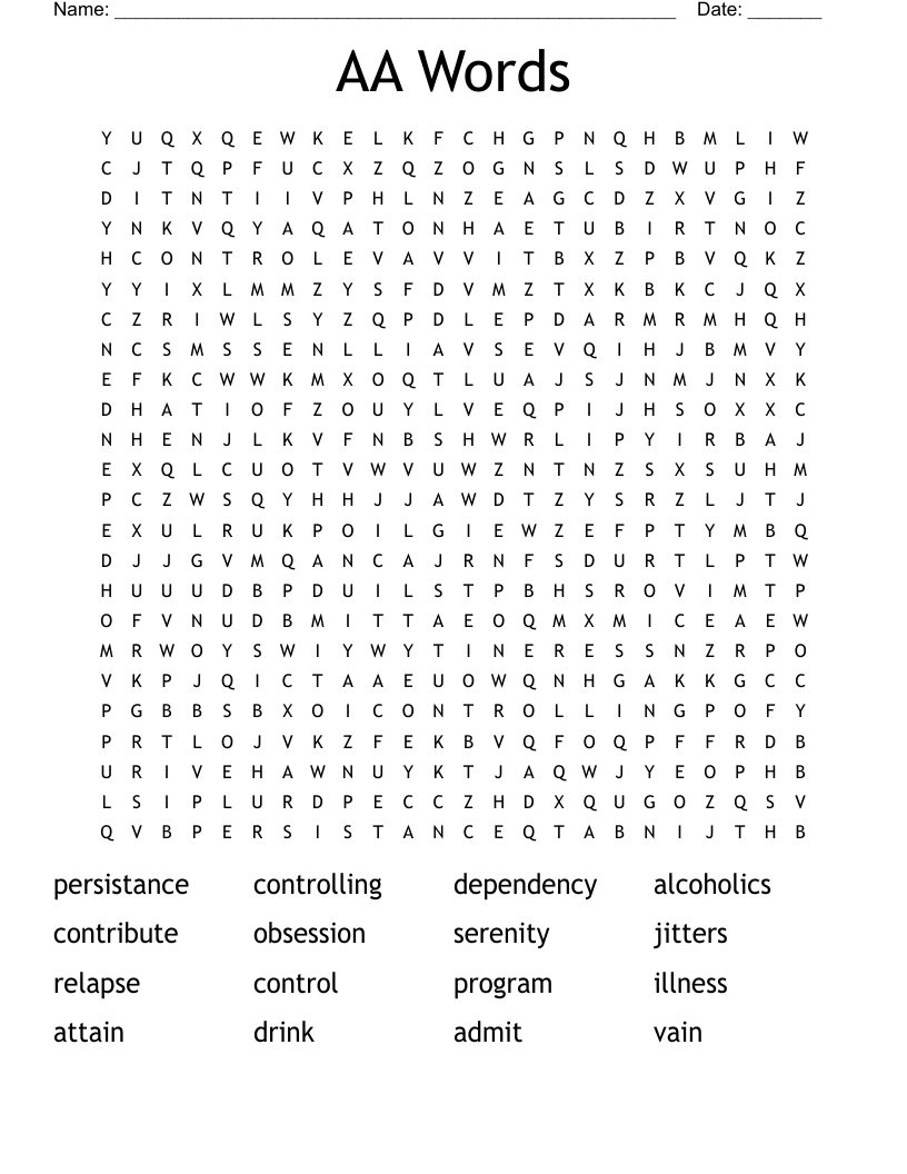 AA Words Word Search