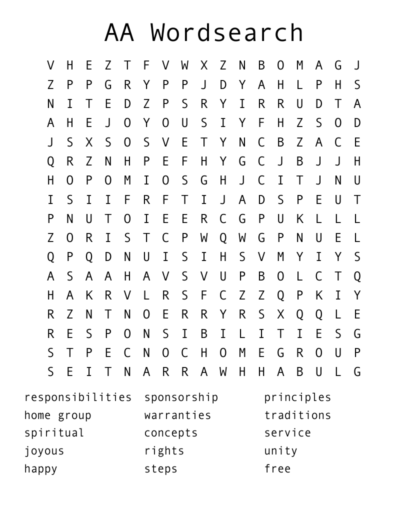AA Wordsearch