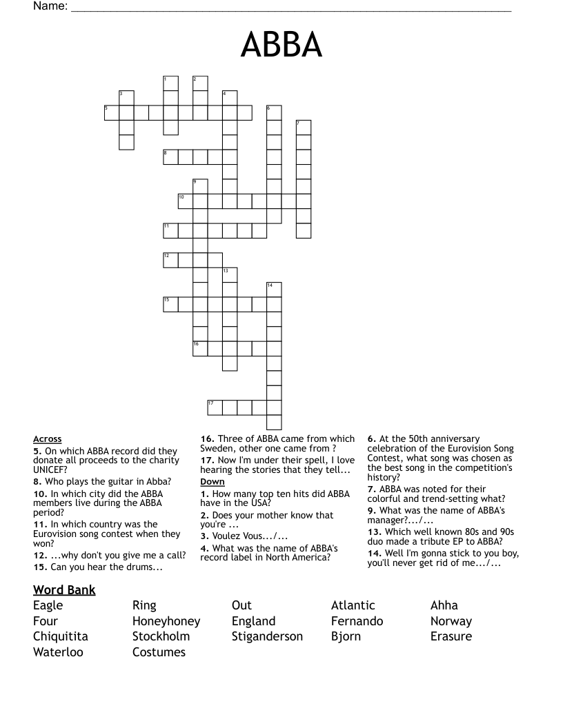 ABBA Crossword