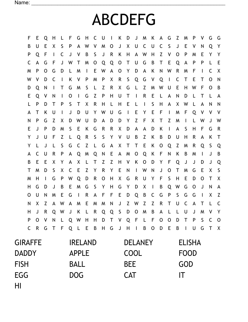 ABCDEFG Word Search