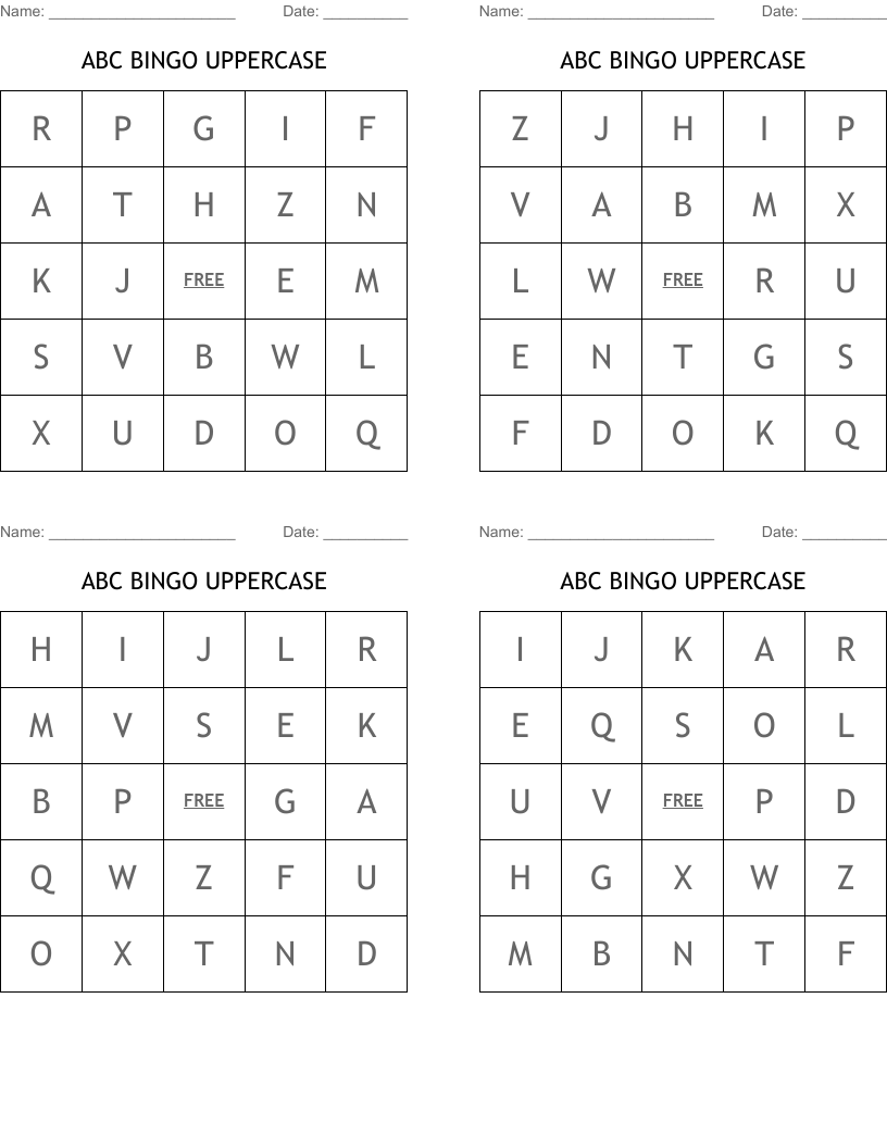 ABC BINGO UPPERCASE