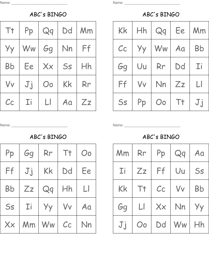 ABC's BINGO 