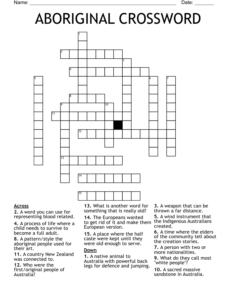 ABORIGINAL CROSSWORD