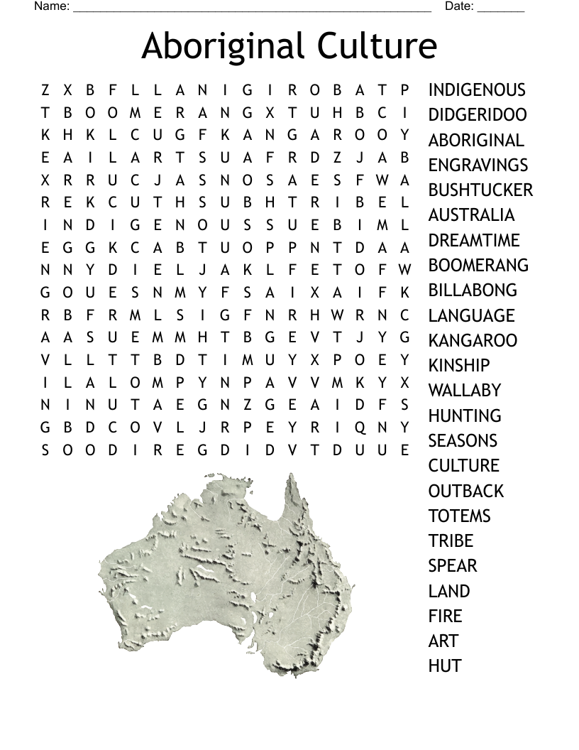 Aboriginal Culture Word Search