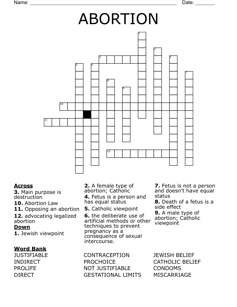 ABORTION Crossword