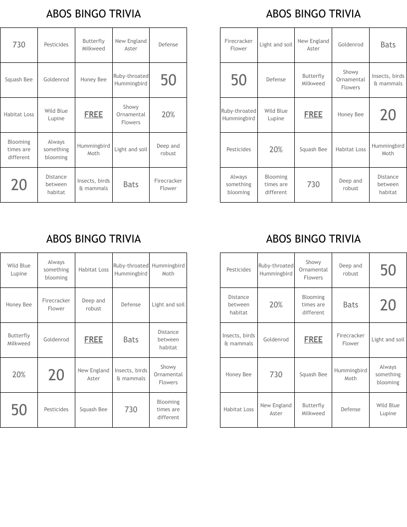 ABOS BINGO TRIVIA