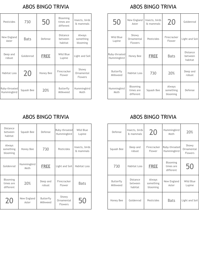 ABOS BINGO TRIVIA