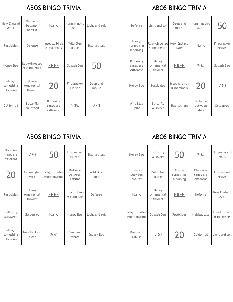 ABOS BINGO TRIVIA