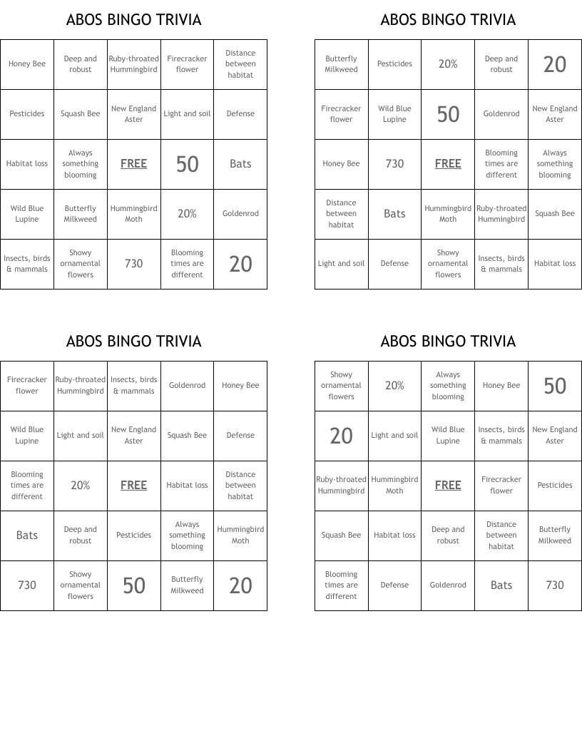 ABOS BINGO TRIVIA