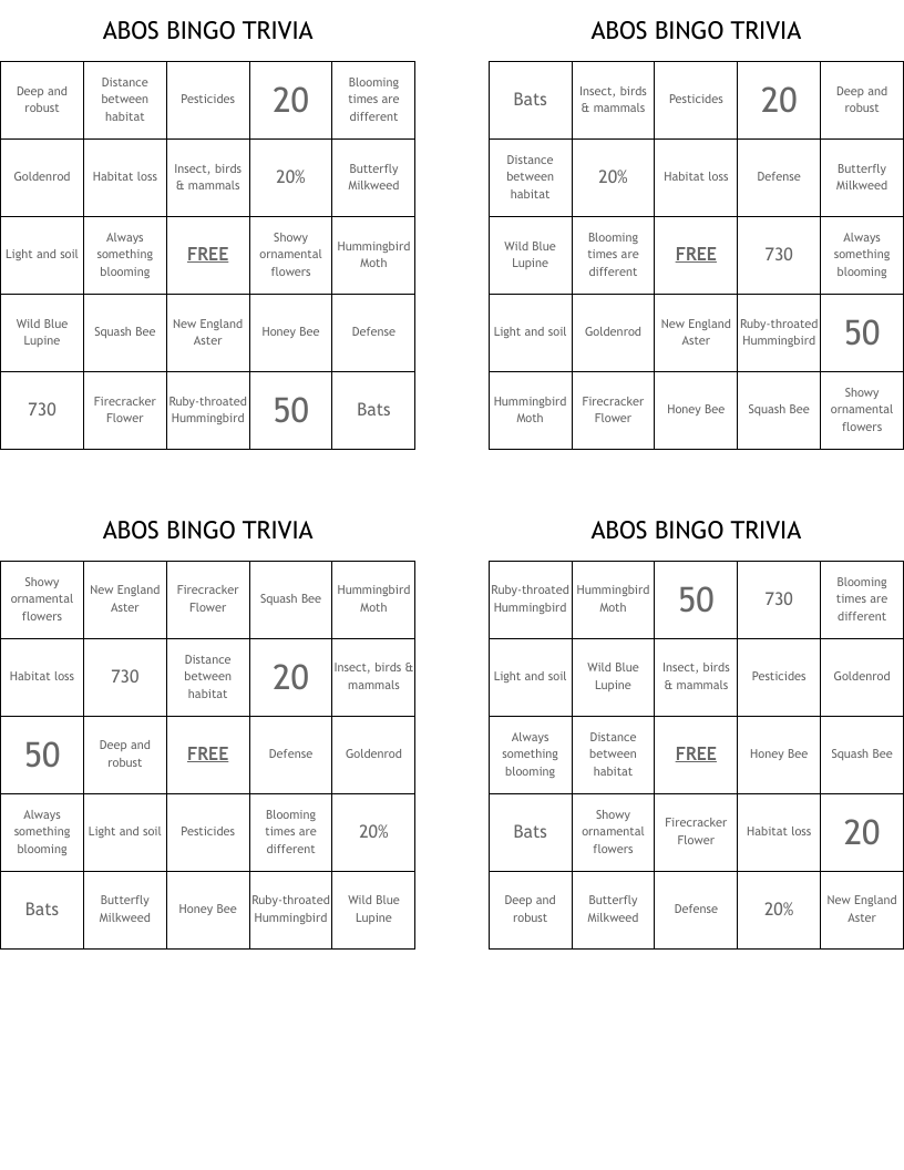 ABOS BINGO TRIVIA