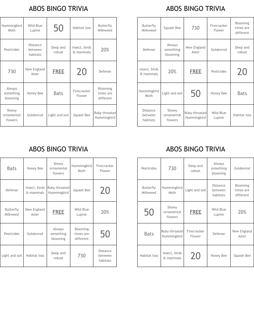 ABOS BINGO TRIVIA