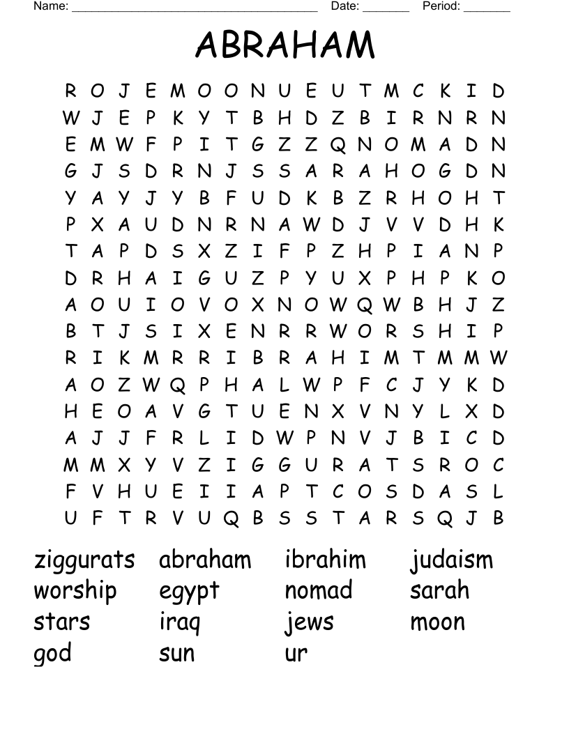 ABRAHAM Word Search