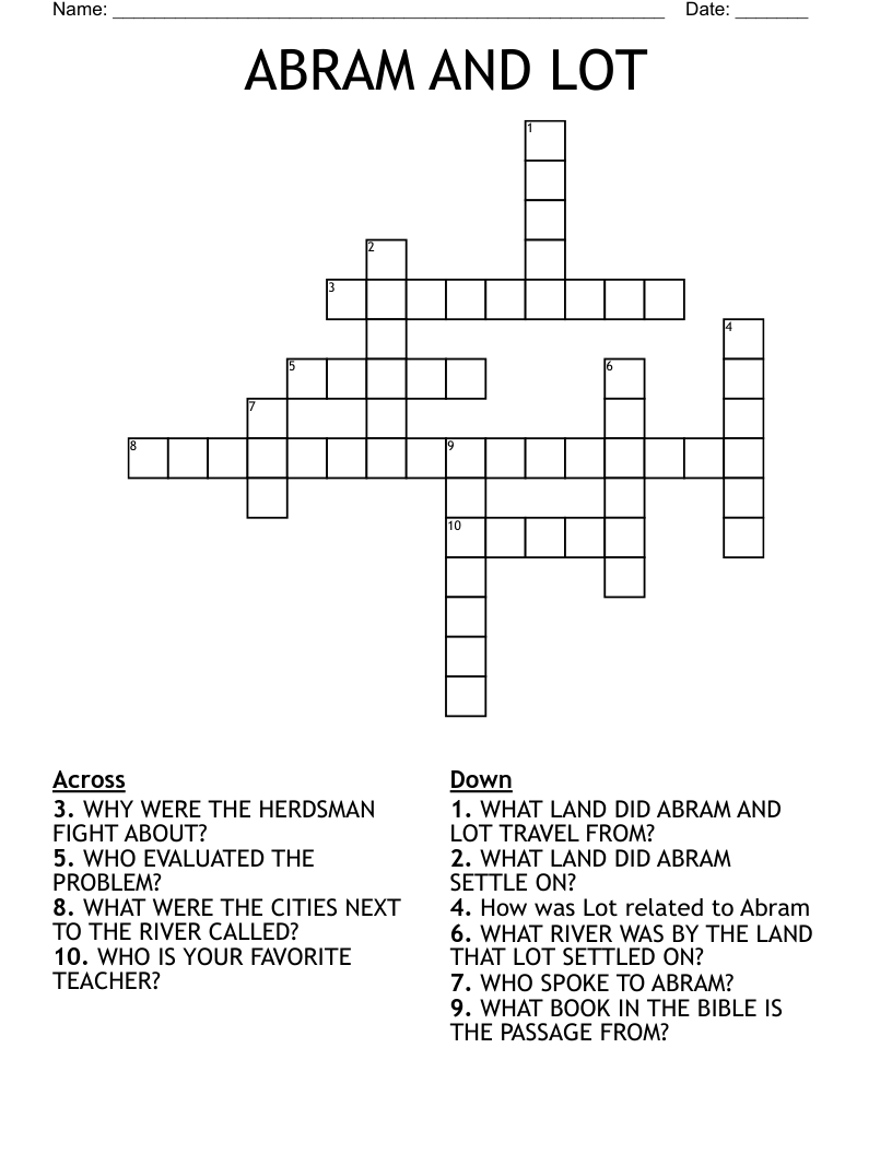 ABRAM AND LOT Crossword