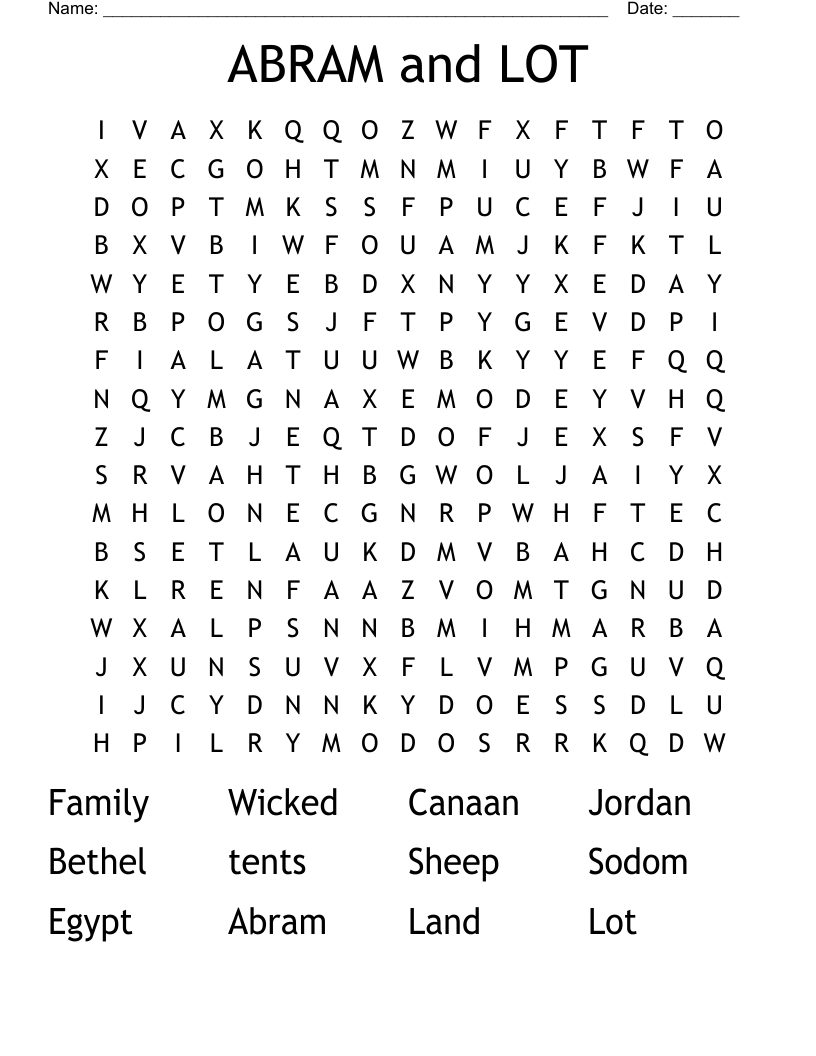 ABRAM and LOT Word Search