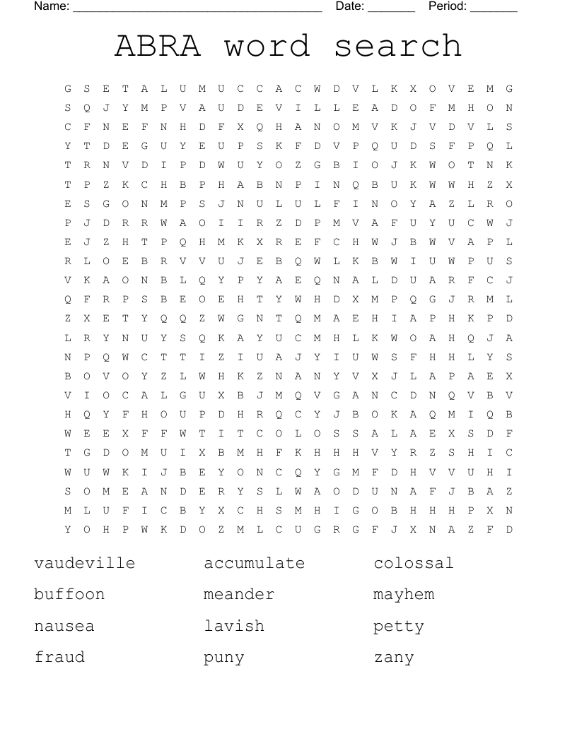 ABRA word search