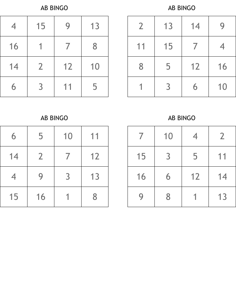 AB BINGO
