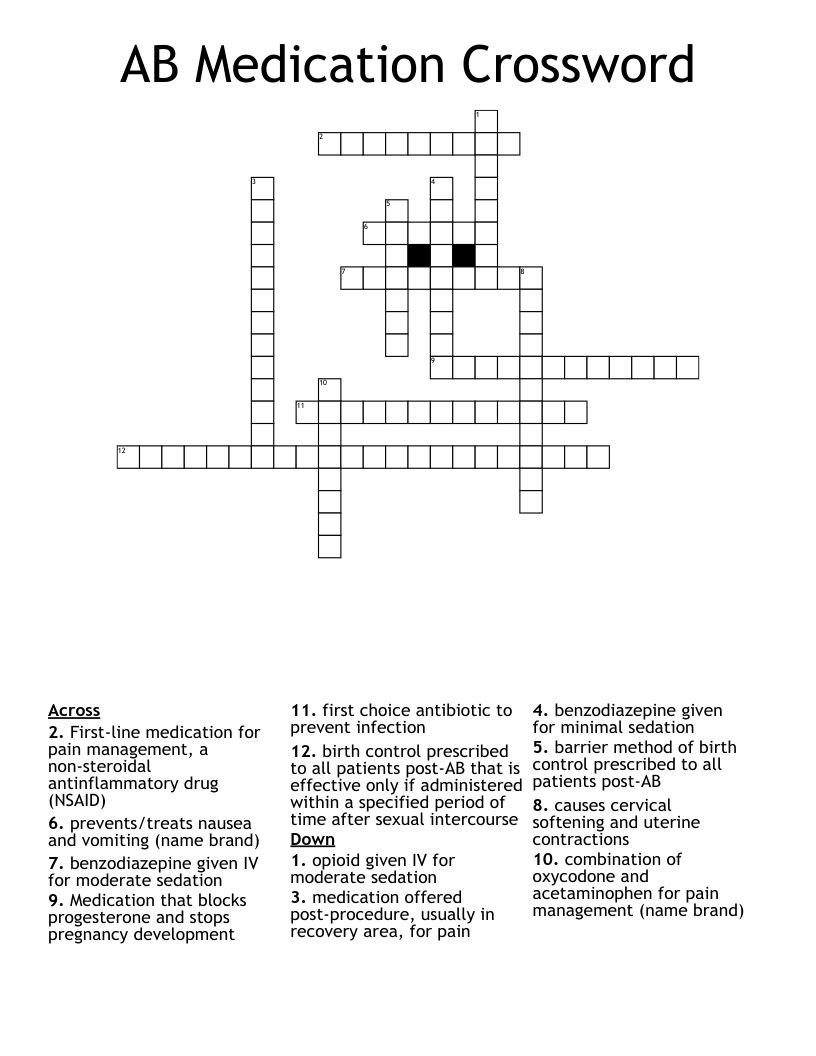 AB Medication Crossword
