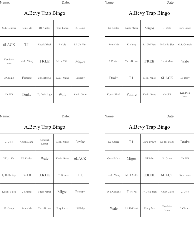 A.Bevy Trap Bingo