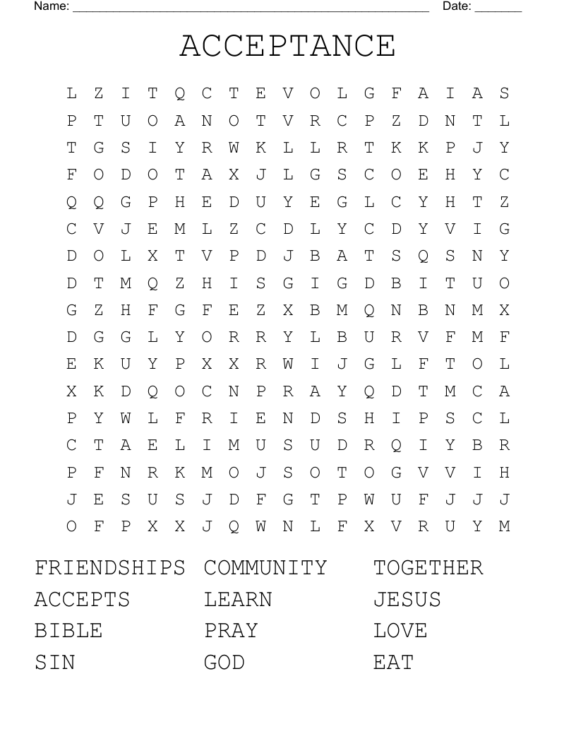 ACCEPTANCE Word Search