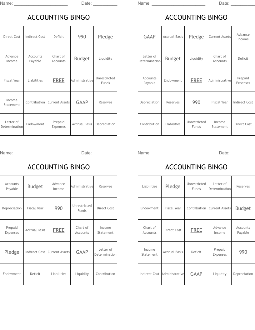 ACCOUNTING BINGO