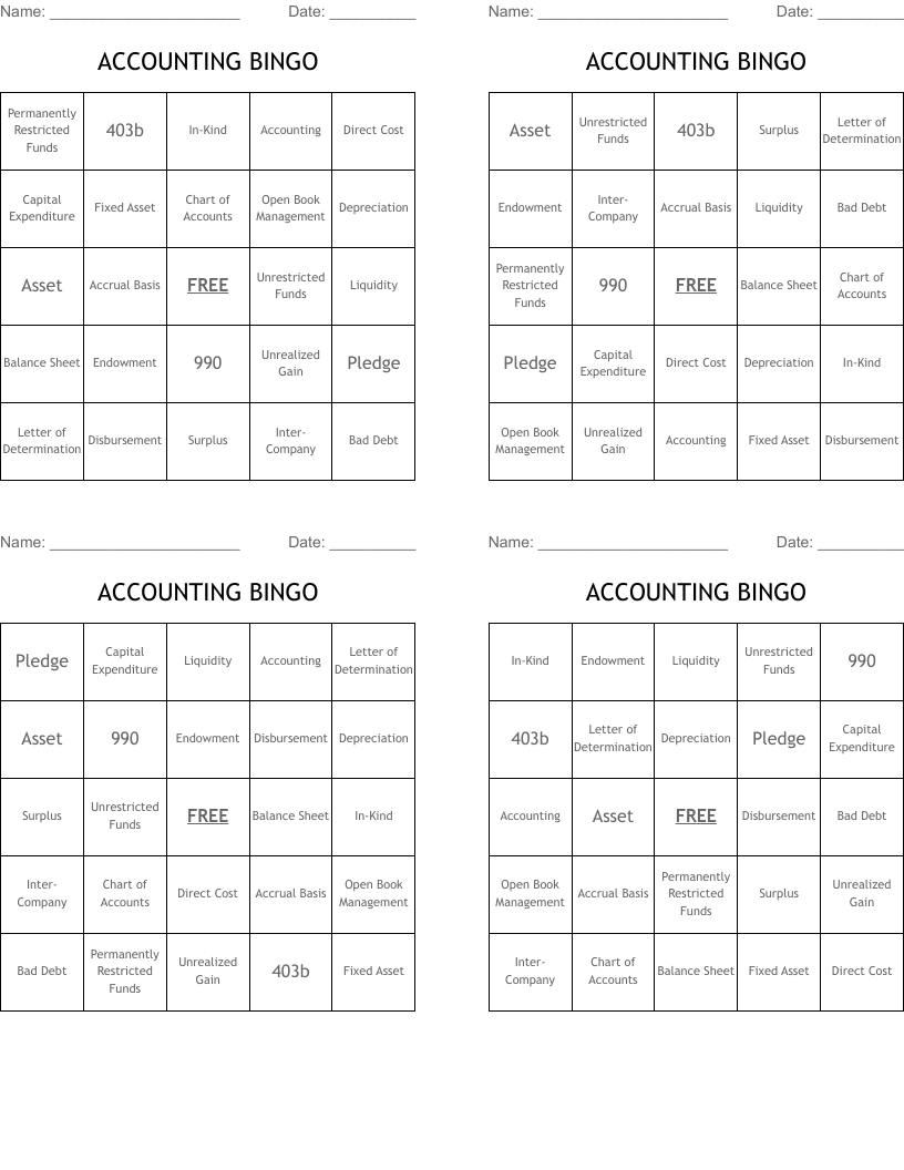 ACCOUNTING BINGO