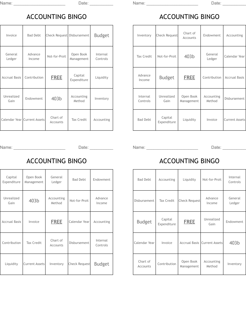 ACCOUNTING BINGO