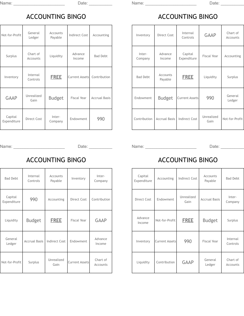 ACCOUNTING BINGO