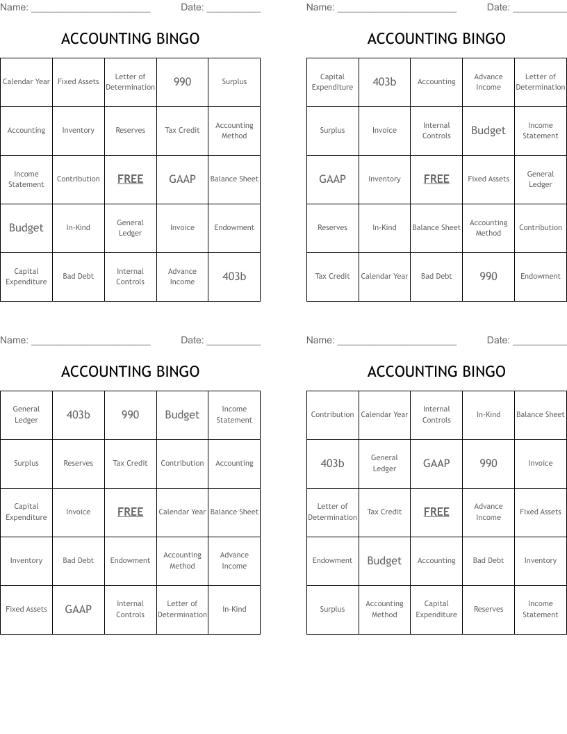 ACCOUNTING BINGO