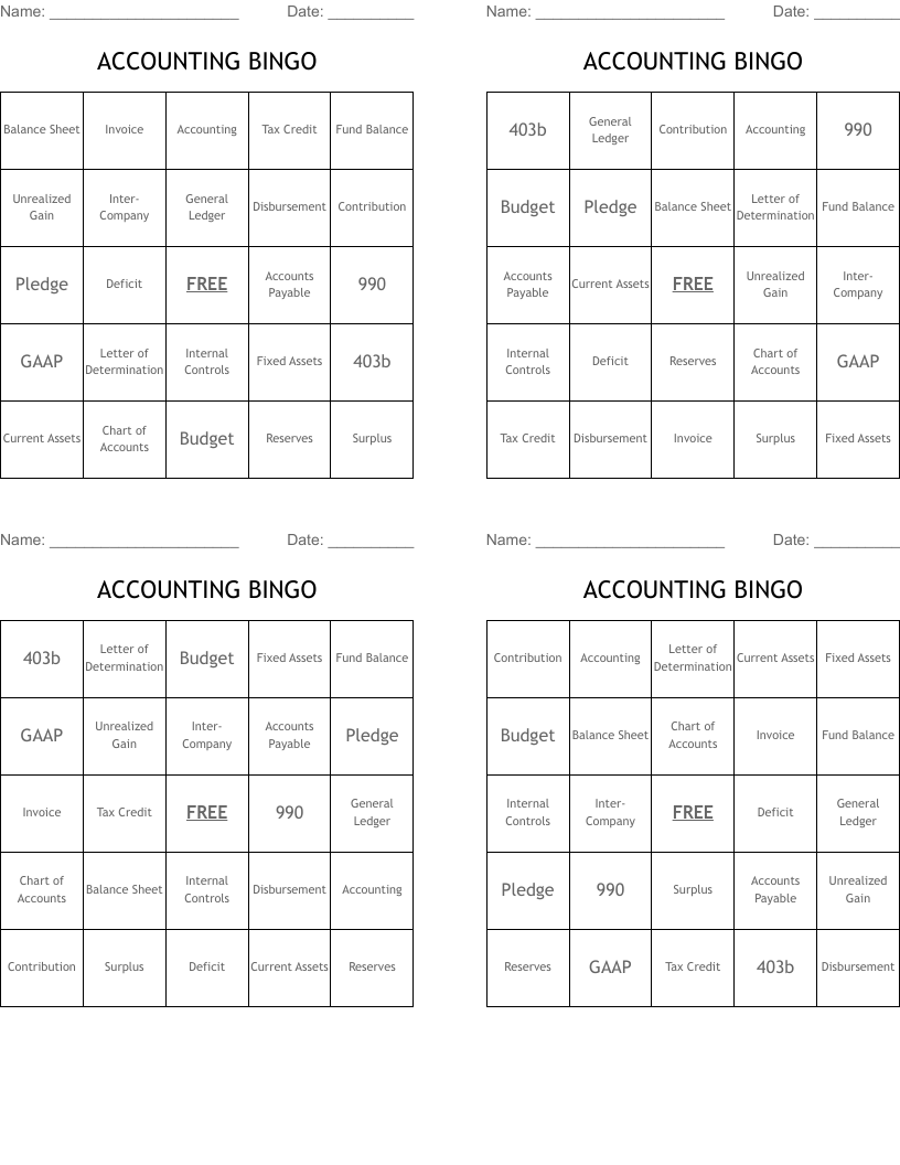 ACCOUNTING BINGO