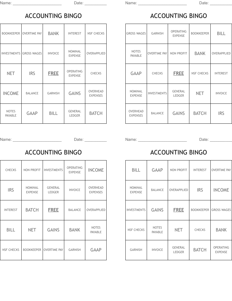 ACCOUNTING BINGO