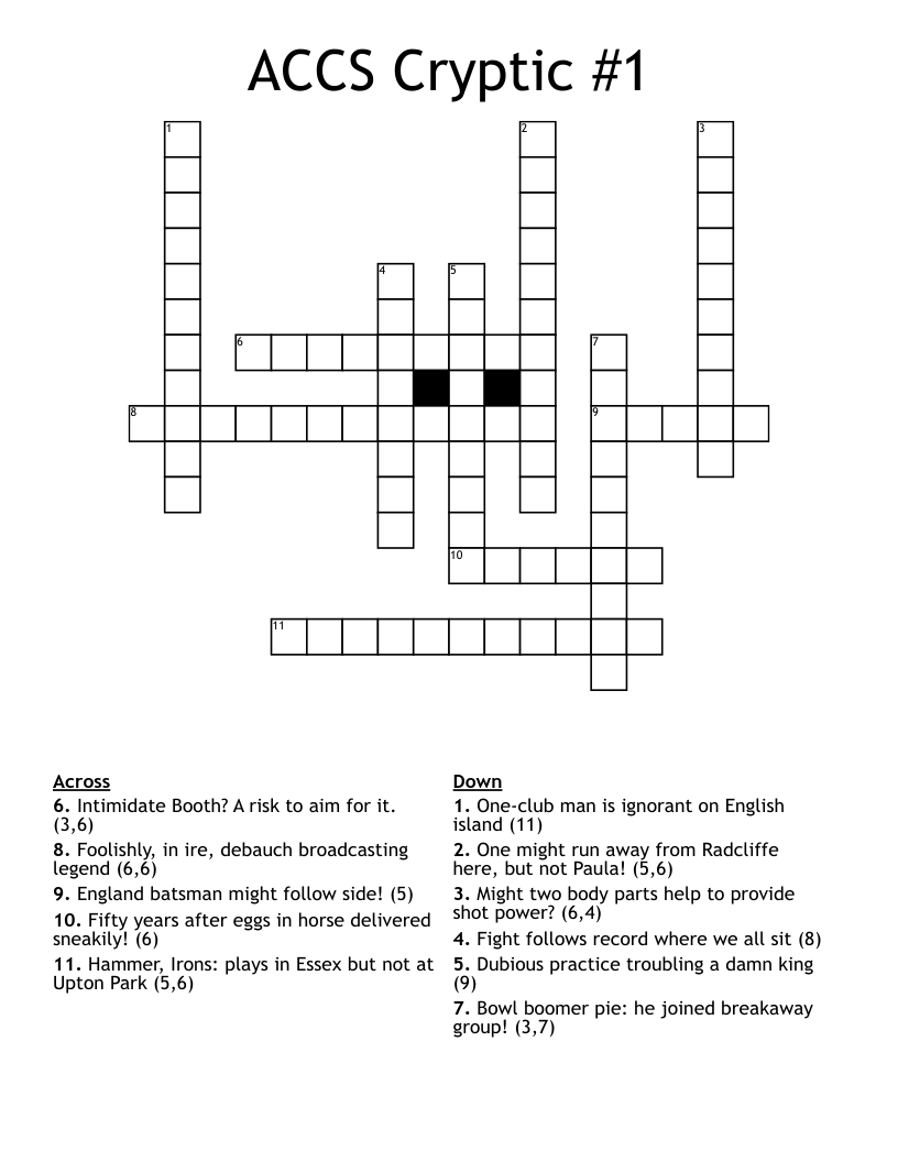 ACCS Cryptic #1 Crossword
