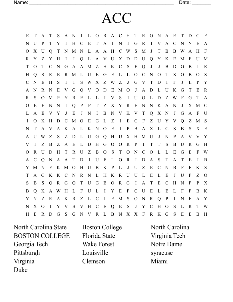 ACC Word Search