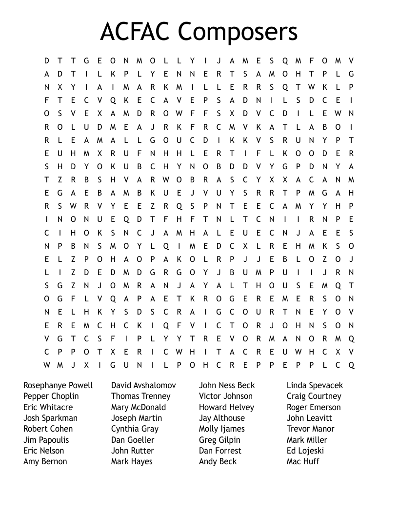 ACFAC Composers Word Search