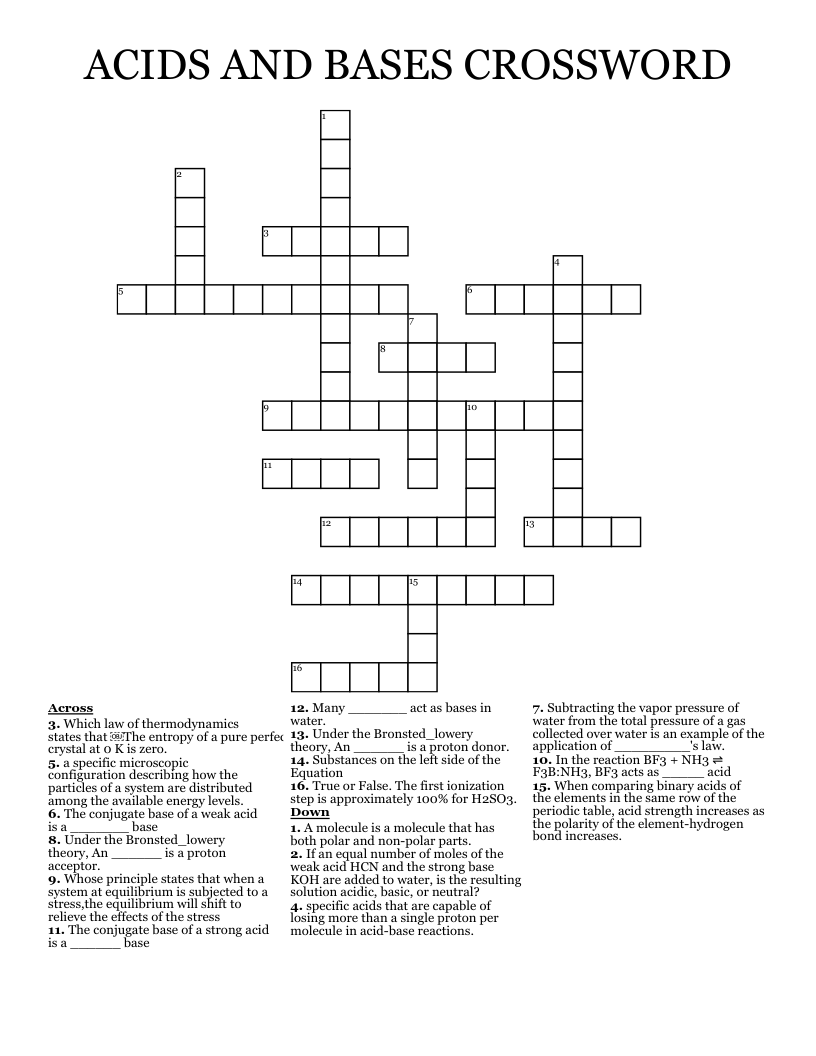 ACIDS AND BASES CROSSWORD